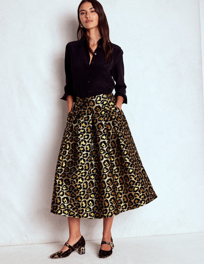 Verity Jacquard Midi Skirt-Leopard Print-2