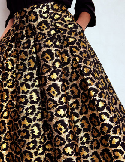 Verity Jacquard Midi Skirt-Leopard Print-3