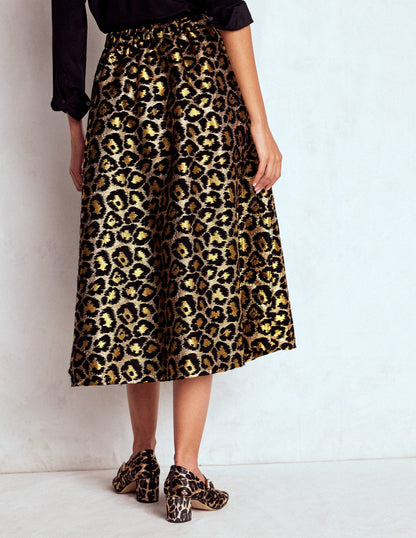 Verity Jacquard Midi Skirt-Leopard Print-4
