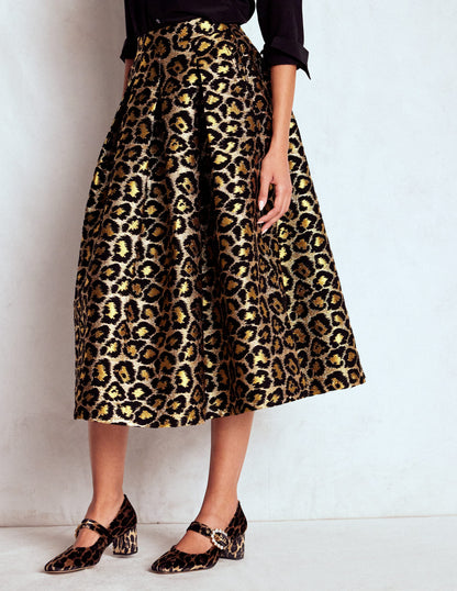 Verity Jacquard Midi Skirt-Leopard Print-5