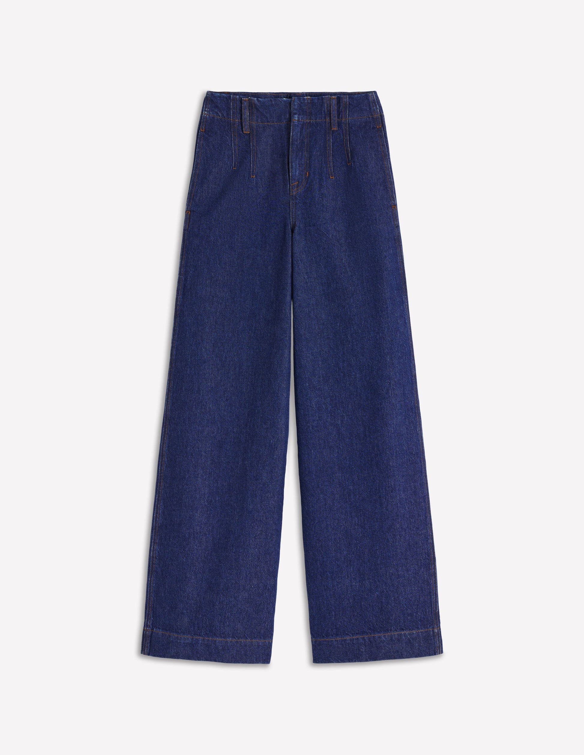 Stitch Detail Wide Leg Jeans-Indigo-6