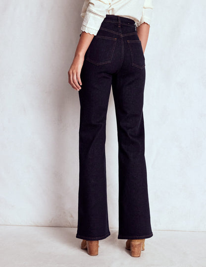 High Rise Fitted Flare Jeans-Indigo-4