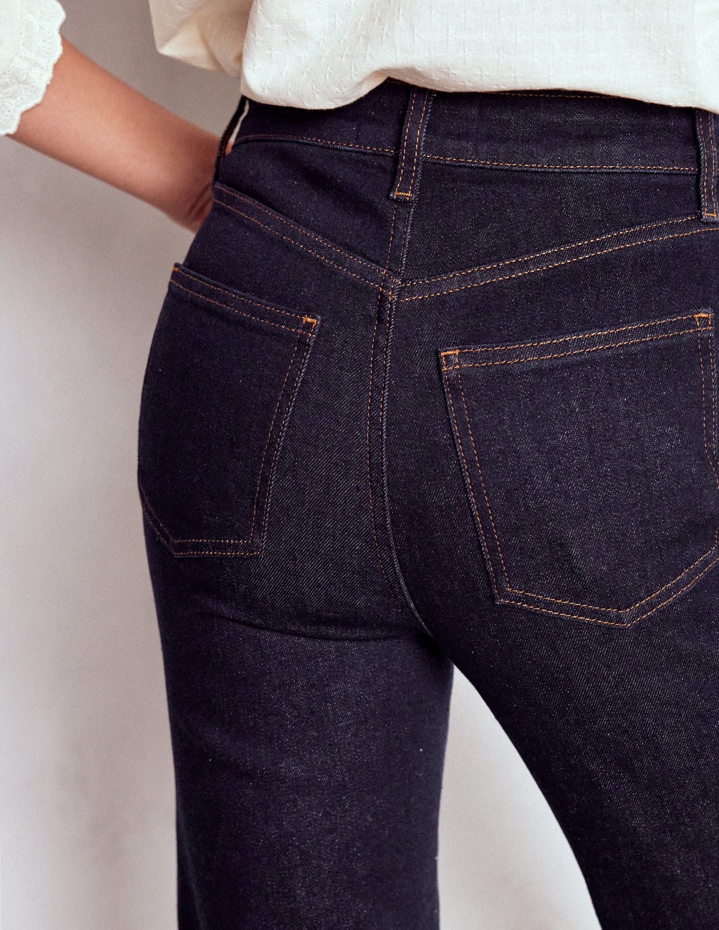 High Rise Fitted Flare Jeans-Indigo