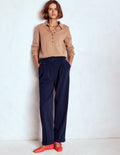 Pleat Front Trousers-Navy