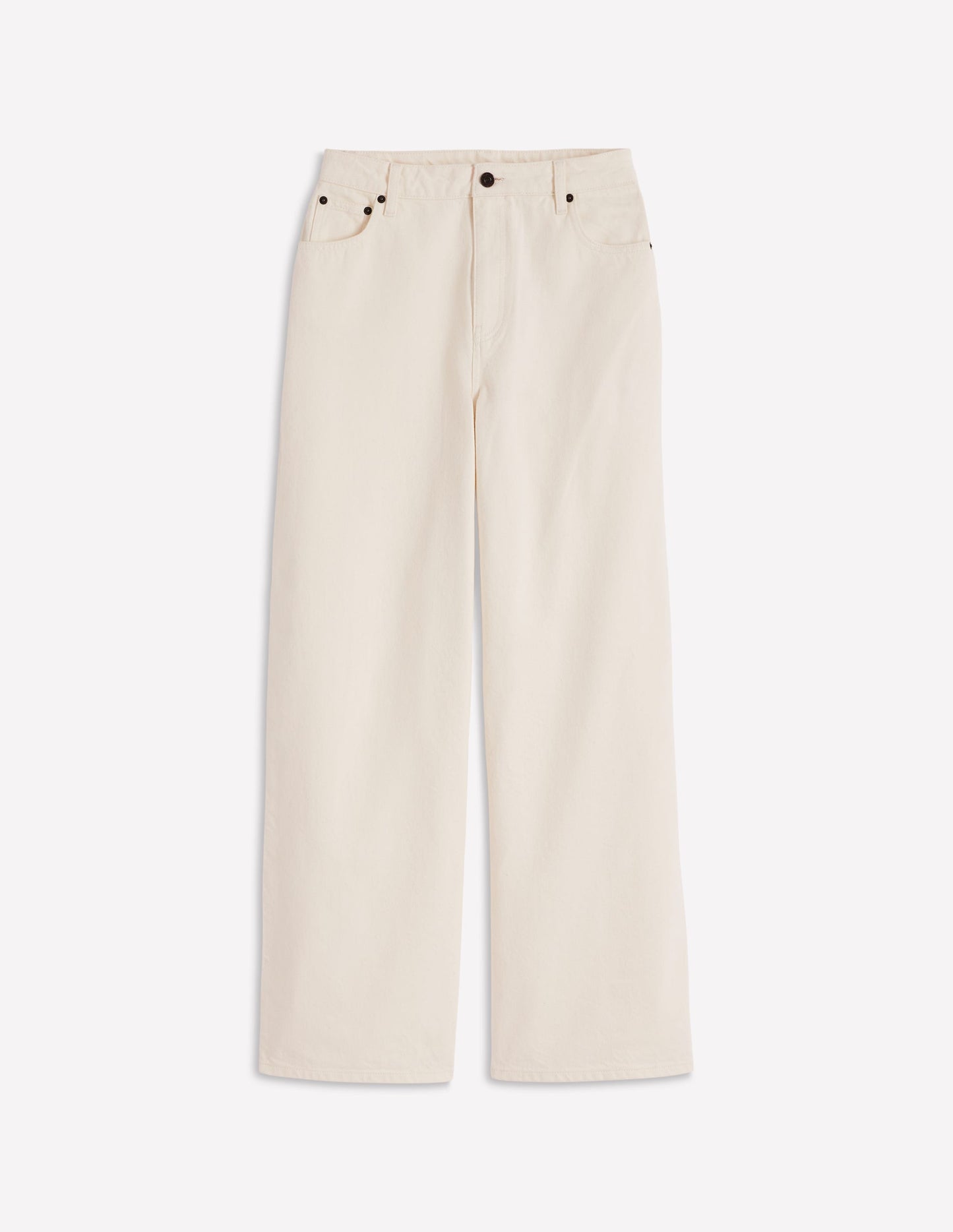 High Waist Wide Leg  Jeans-Ecru