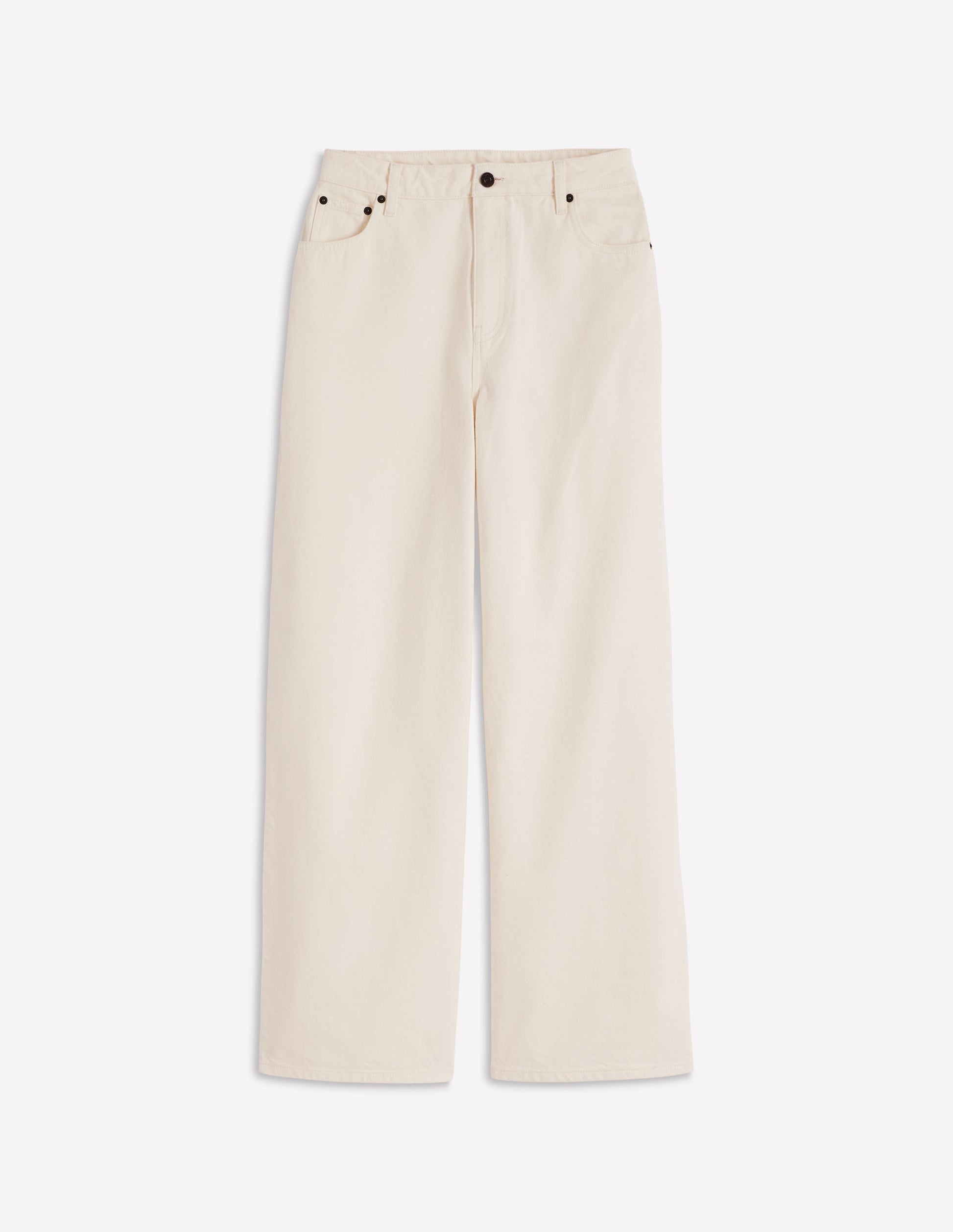 High Waist Wide Leg  Jeans-Ecru-5