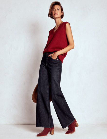 Rigid Wide Leg Jeans-Indigo Rinse