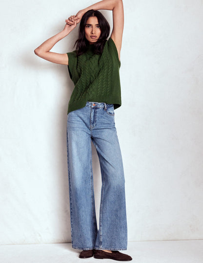 High Waist Wide Leg  Jeans-Mid Vintage-1
