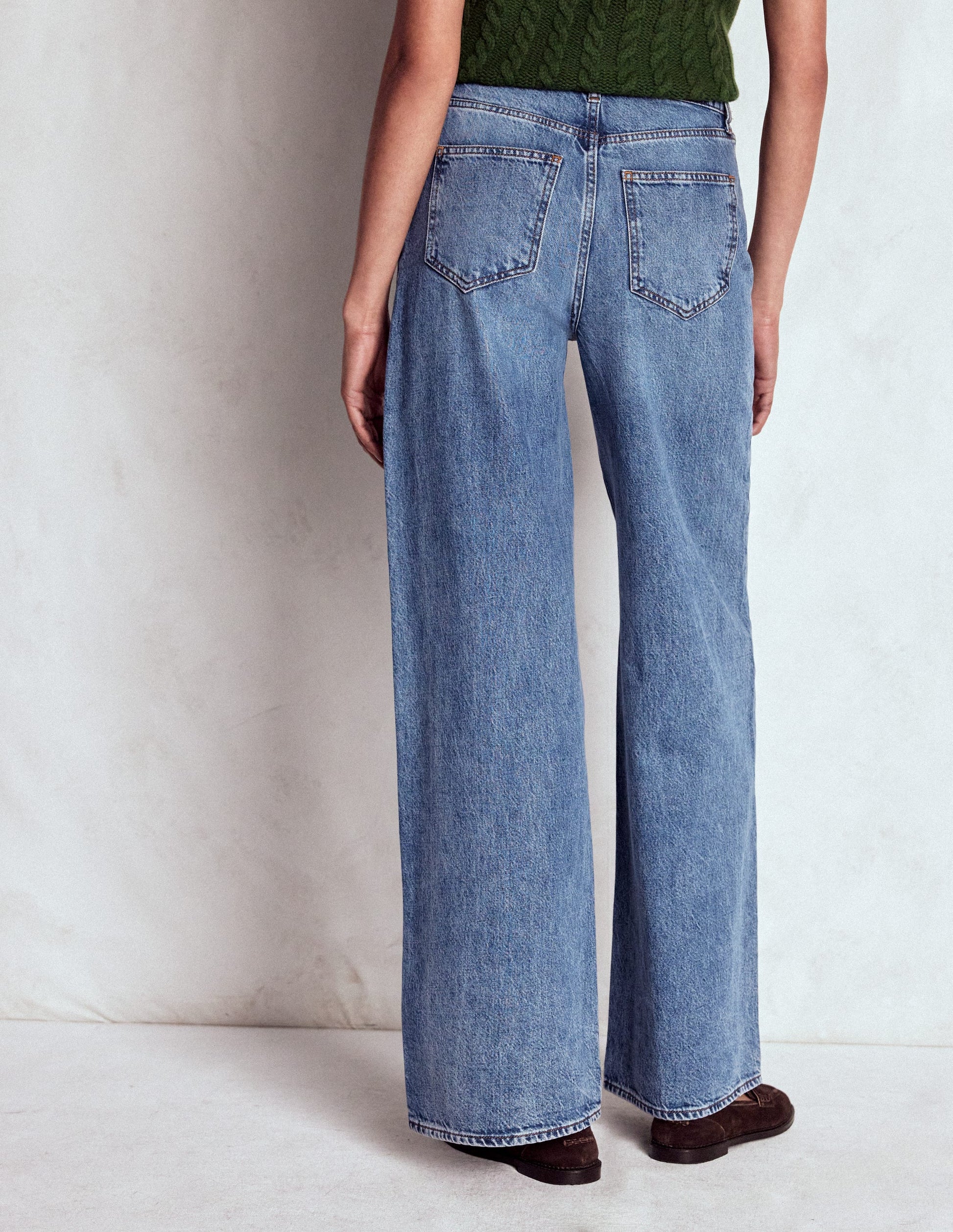 High Waist Wide Leg  Jeans-Mid Vintage-3