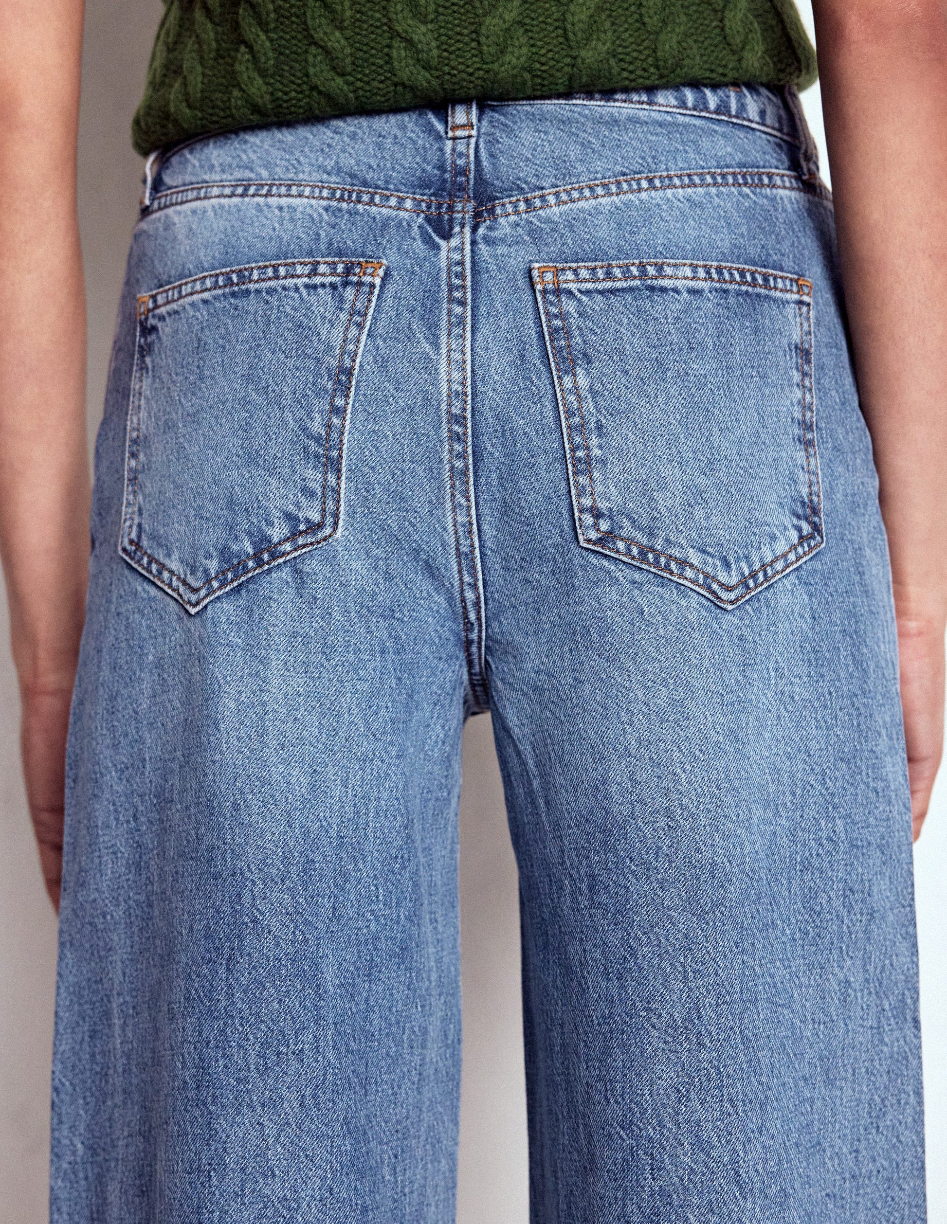 High Waist Wide Leg  Jeans-Mid Vintage-4