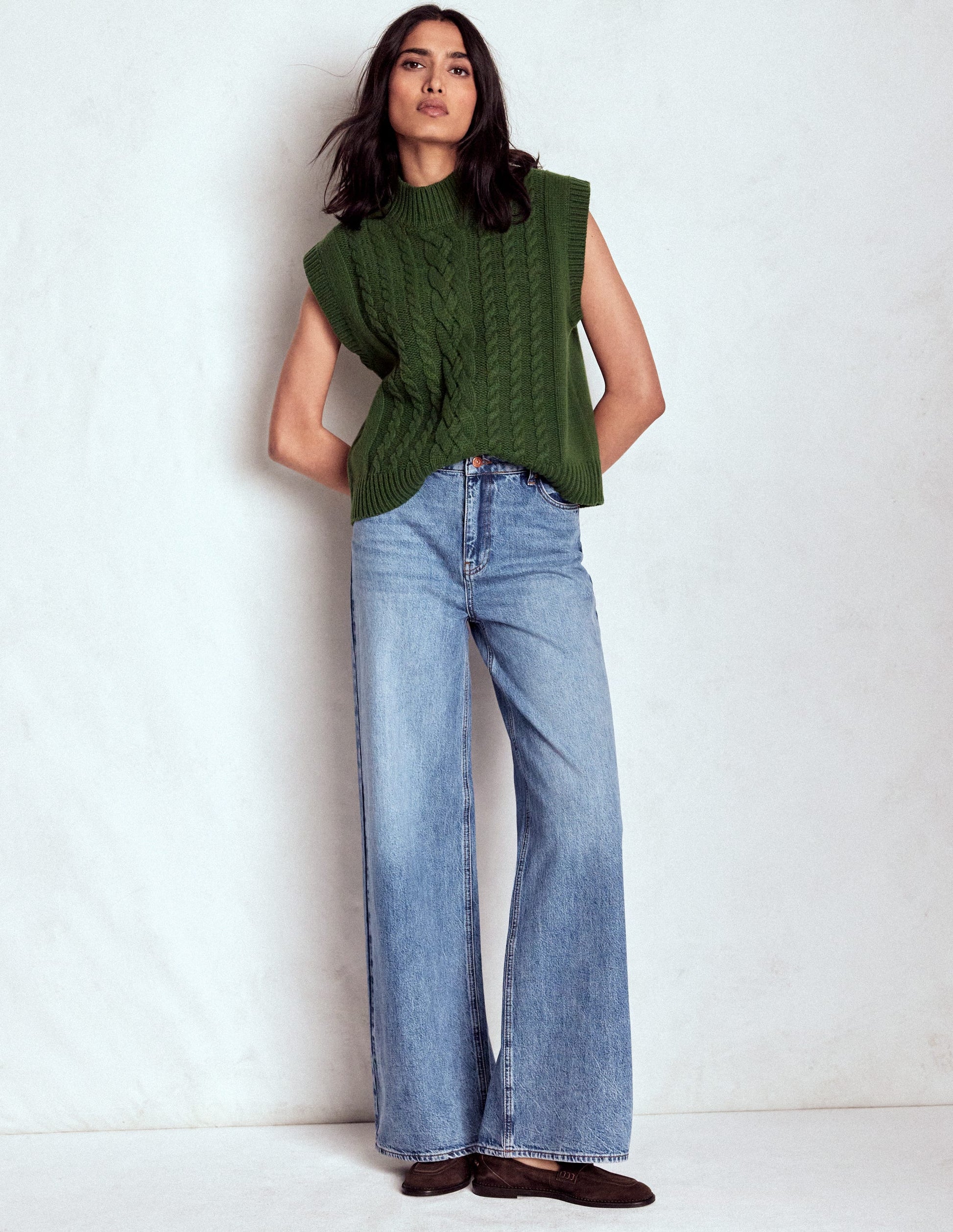 High Waist Wide Leg  Jeans-Mid Vintage-5