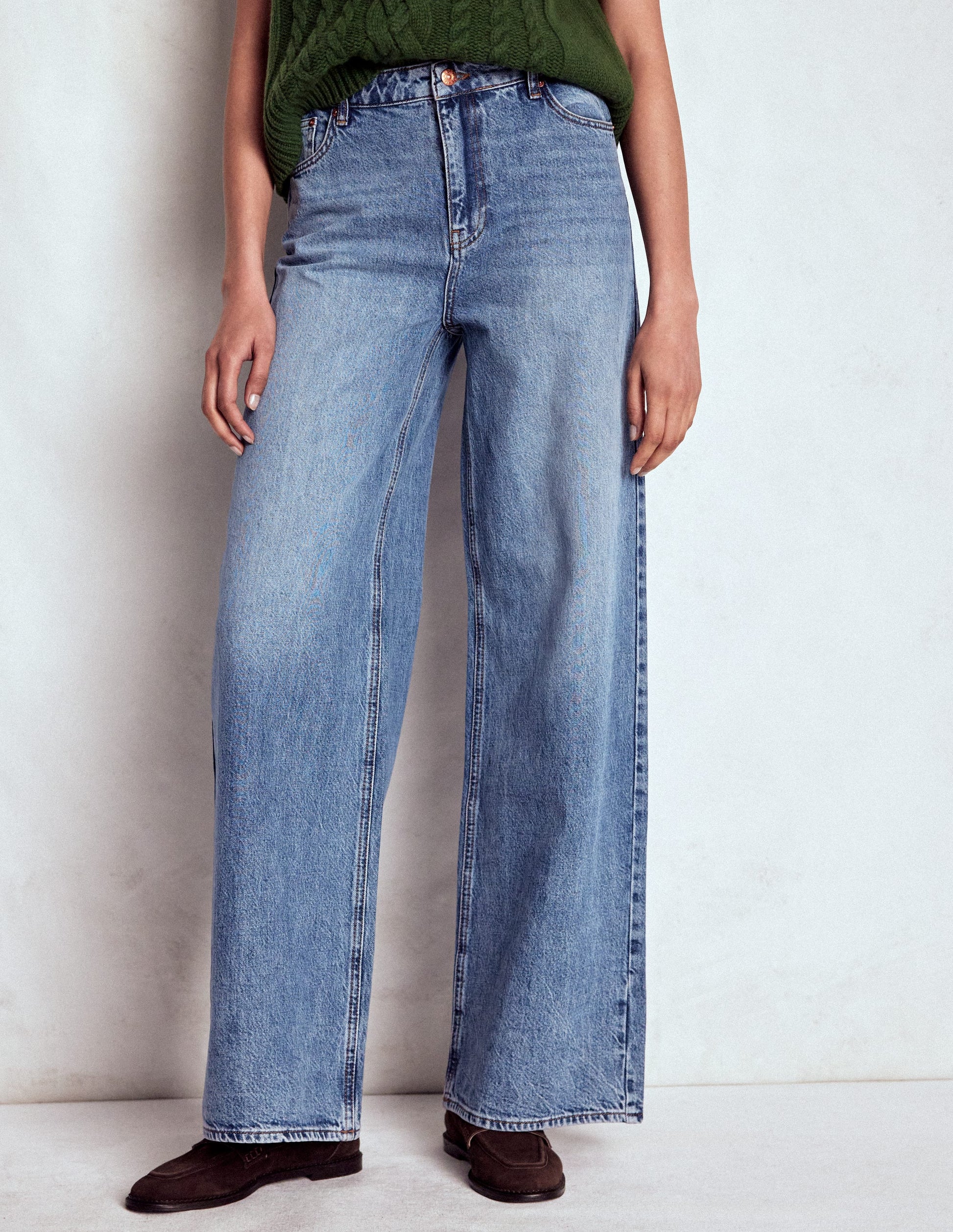 High Waist Wide Leg  Jeans-Mid Vintage-6