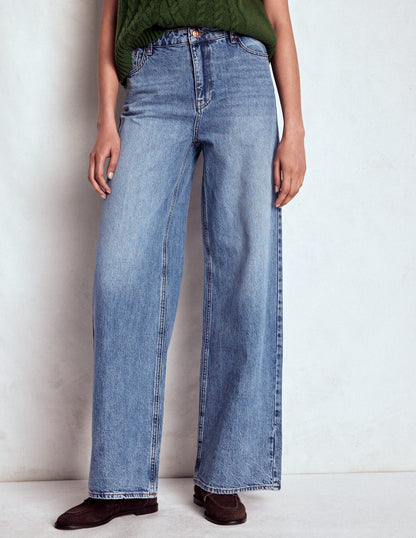 High Waist Wide Leg  Jeans-Mid Vintage-6