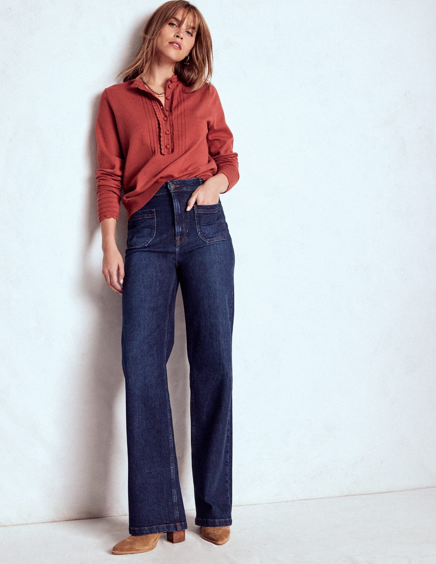 Straight Leg Pocket Jeans-Dark Vintage