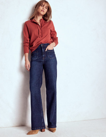 Straight Leg Pocket Jeans-Dark Vintage