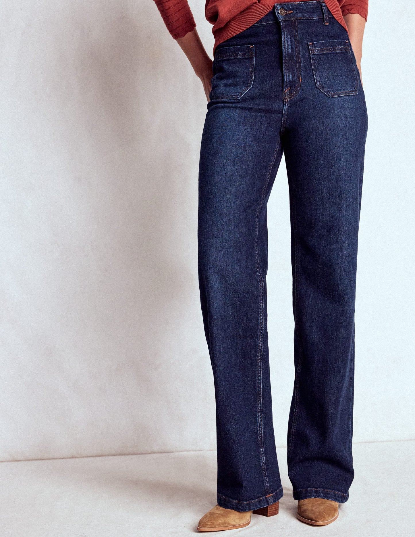 Straight Leg Pocket Jeans-Dark Vintage