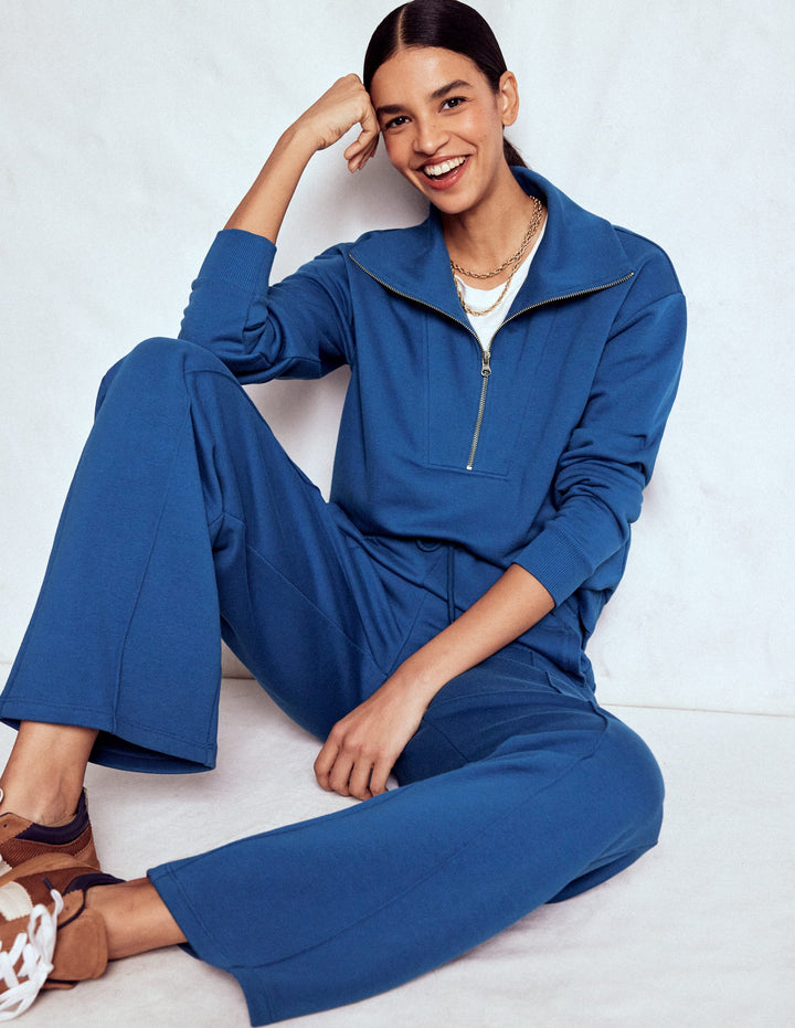 Wide Leg Joggers-Tourmaline Blue