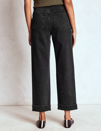 Mid Rise Stretch Jeans-Washed Black-3