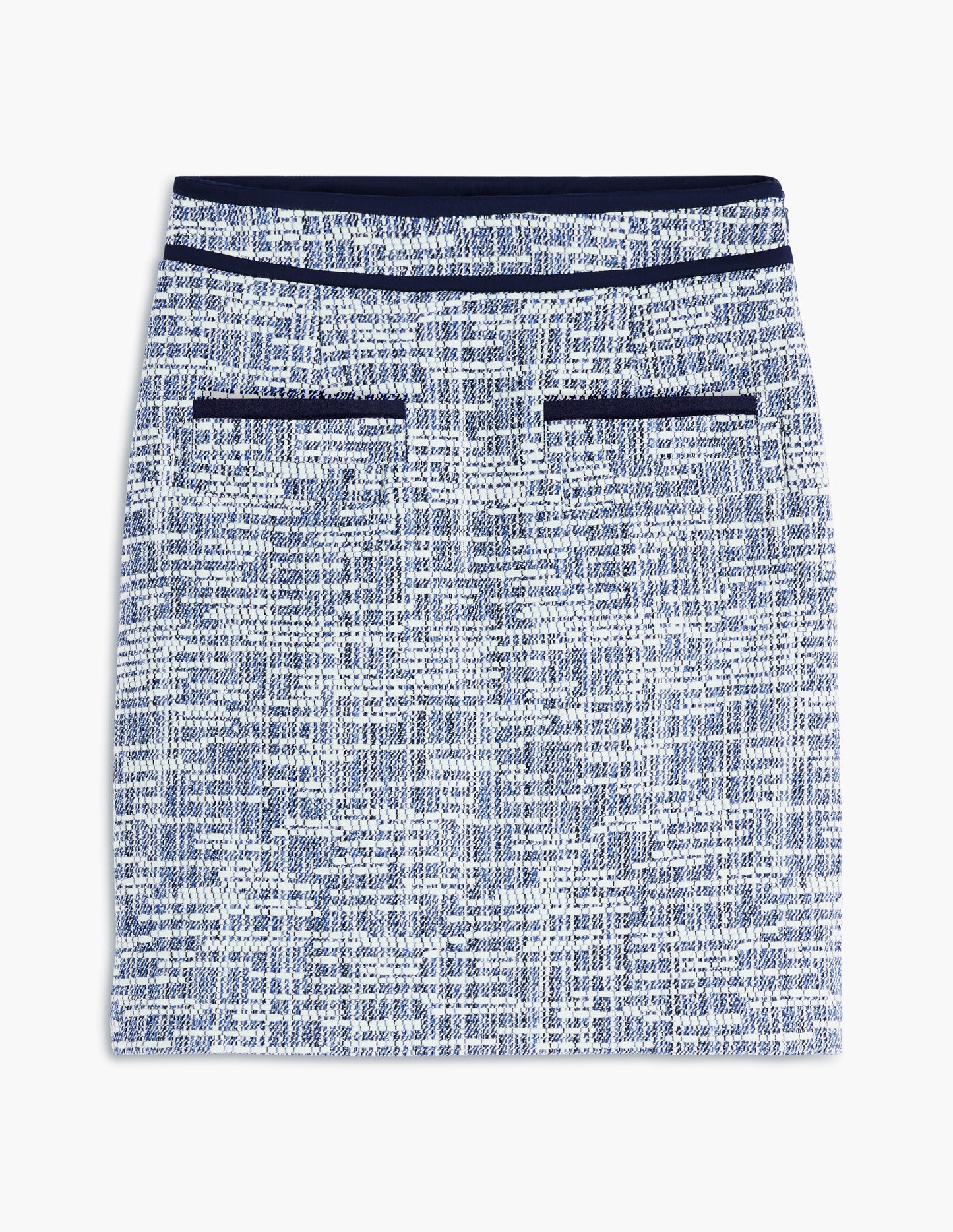 Textured A Line Short Skirt-Navy Texture