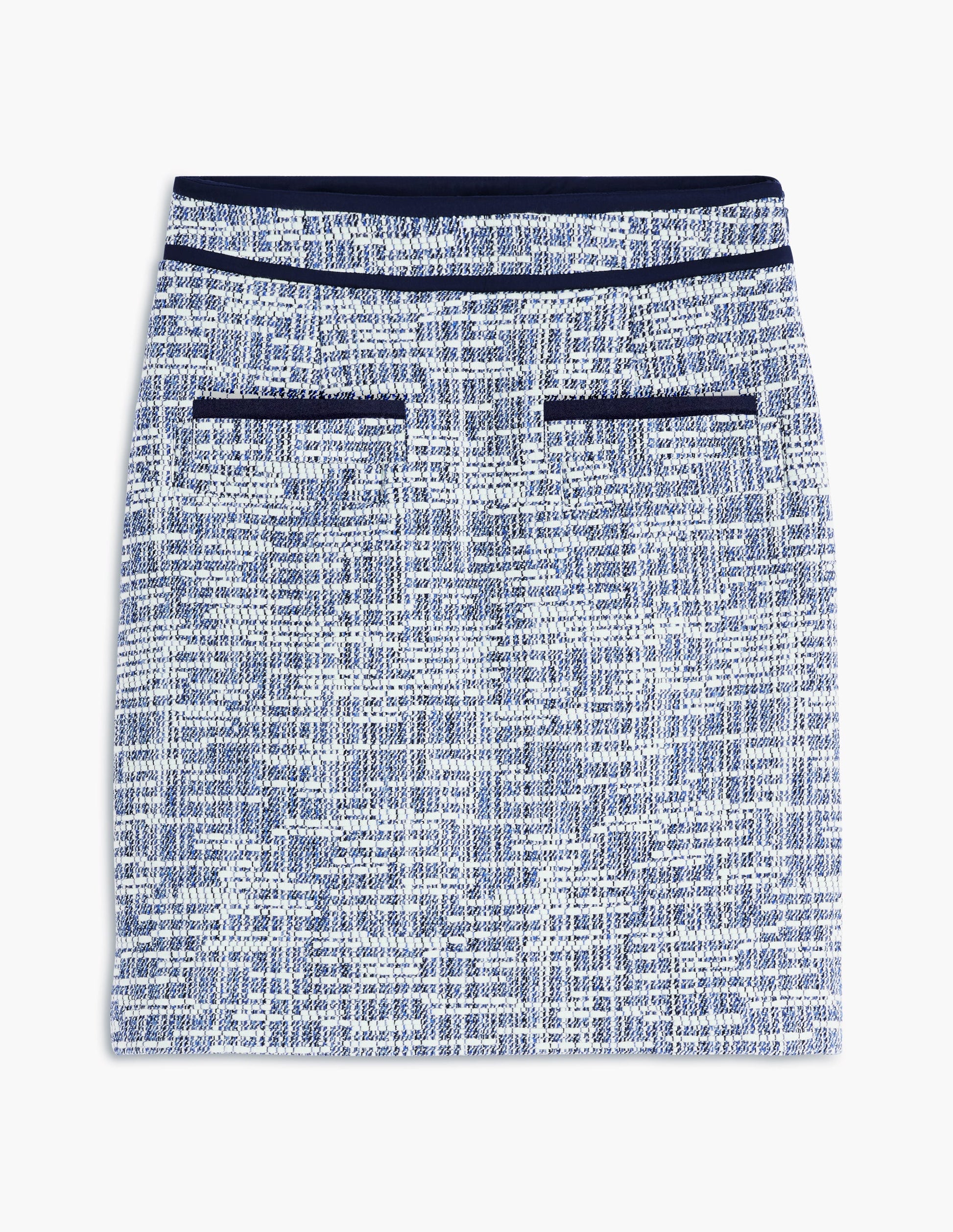 Textured A Line Short Skirt-Navy Texture-5