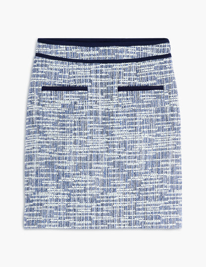 Textured A Line Short Skirt-Navy Texture-5