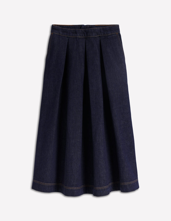 Verity Denim Midi Skirt-Indigo