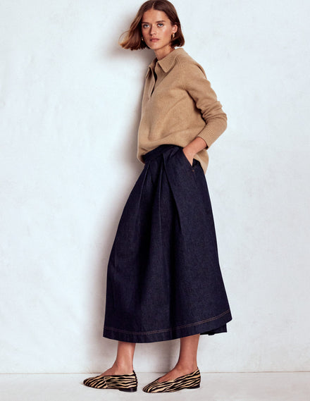 Verity Denim Midi Skirt-Indigo