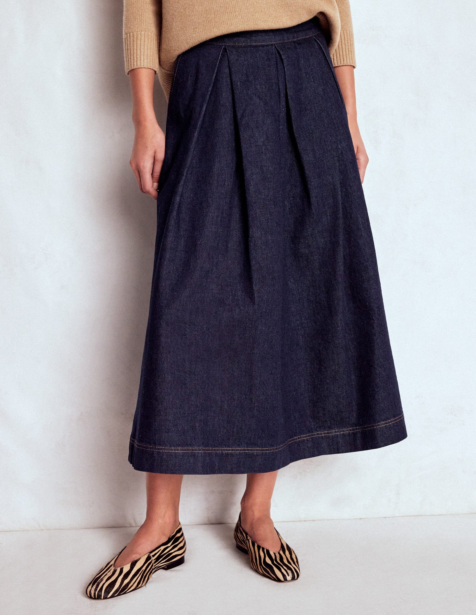 Verity Denim Midi Skirt-Indigo-5