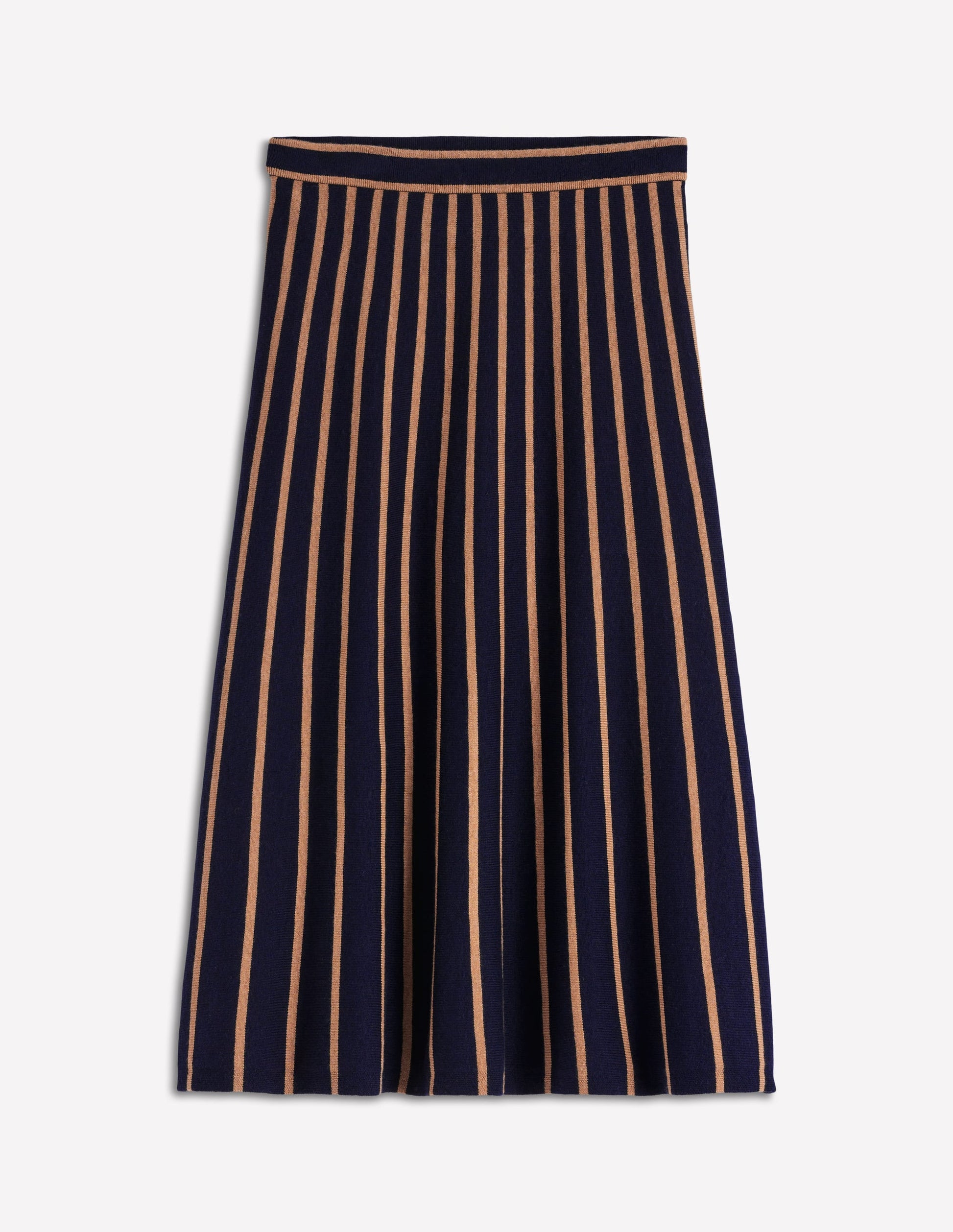Liz Knitted Midi Skirt-Navy and Camel Stripe-6