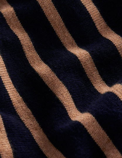 Liz Knitted Midi Skirt-Navy and Camel Stripe-7