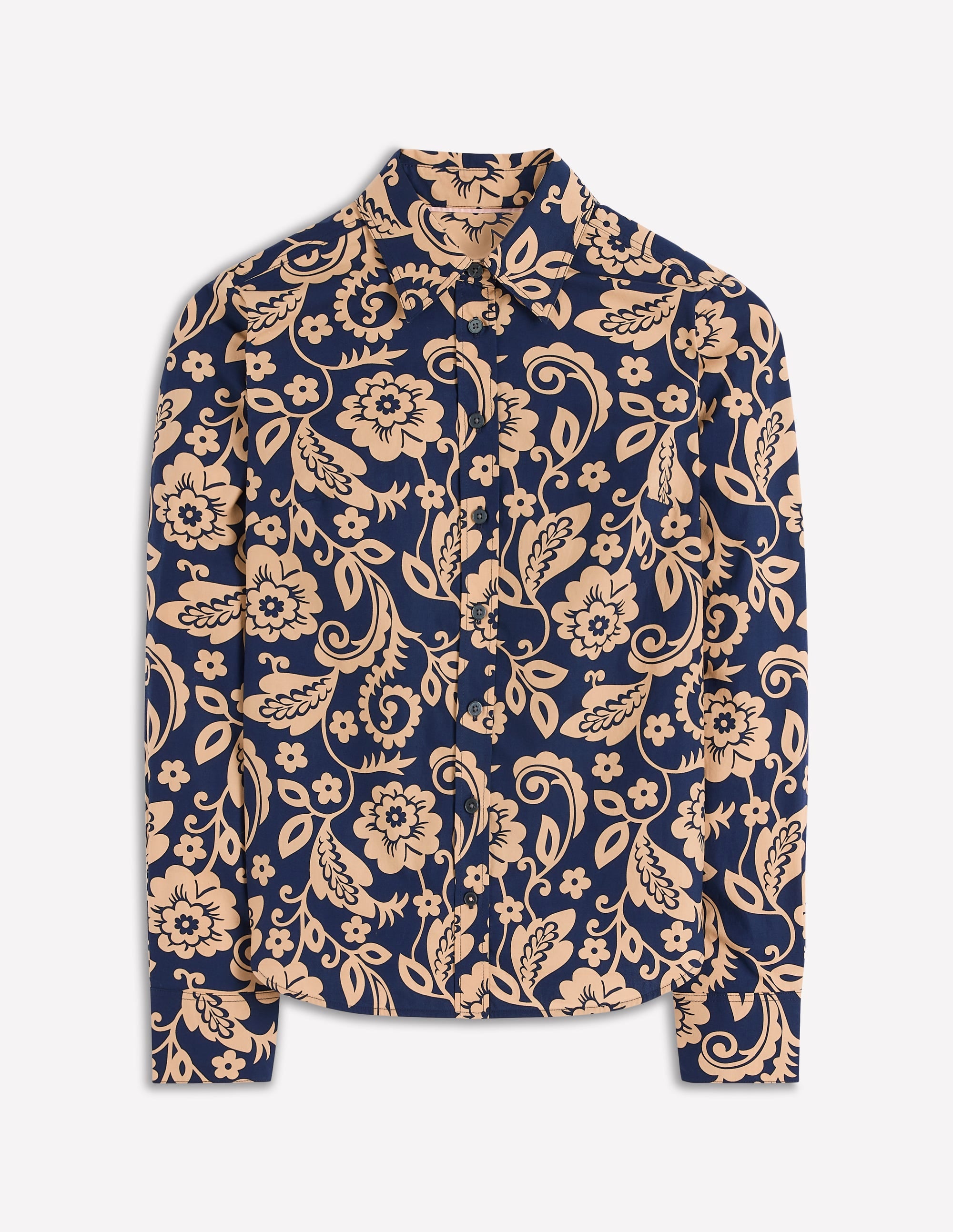 Sienna Cotton Shirt-French Navy, Ornate Flora - Image 5