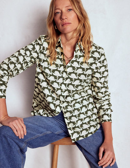Sienna Cotton Shirt-Green, Geo Swan-1