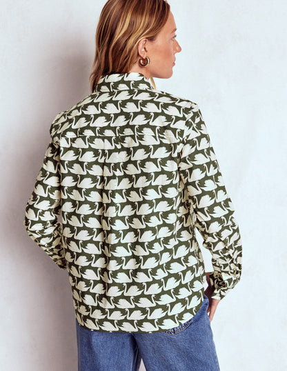 Sienna Cotton Shirt-Green, Geo Swan-3