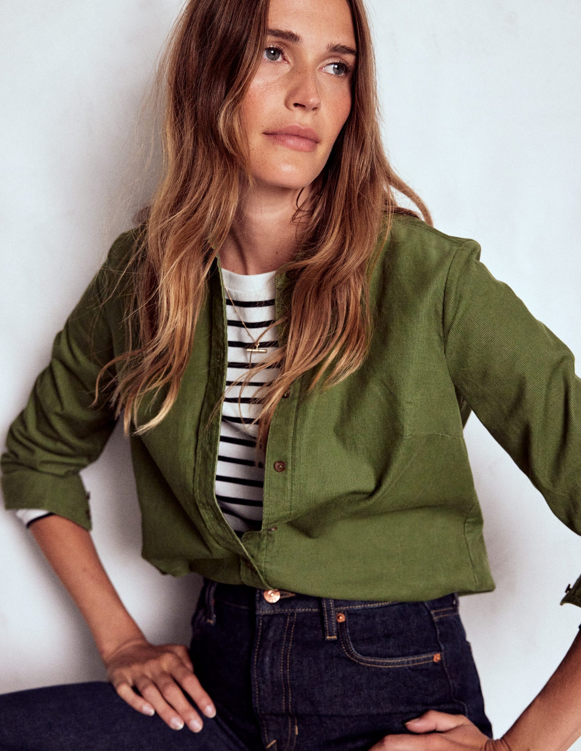 Sienna Cord Shirt-Fern-1