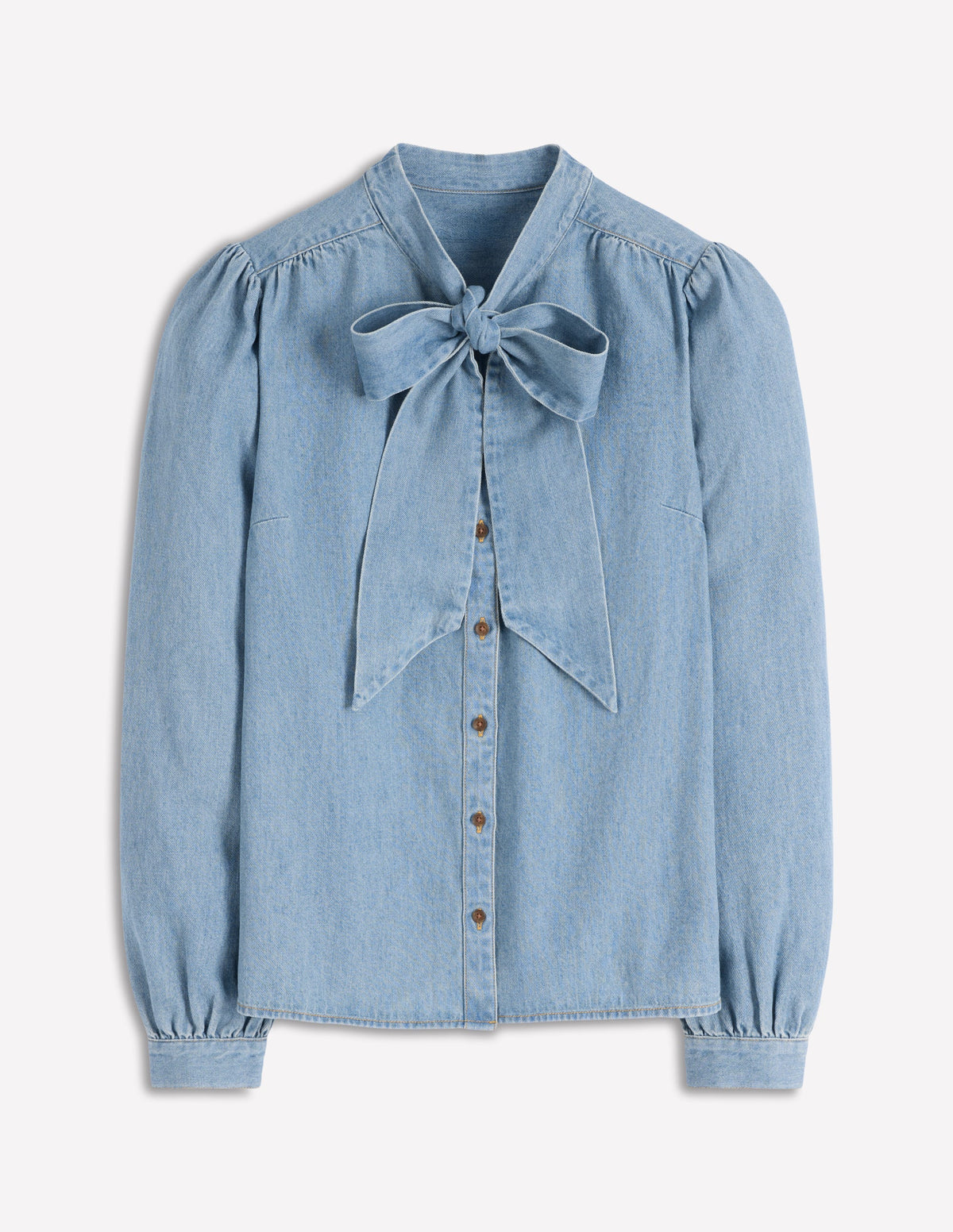 Tie Neck Denim Top-Light Authentic - Image 5