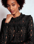 Lace Trim Detail Top-Black