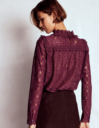 Lace Trim Detail Top-Deep Wisteria-3