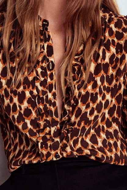 Alice Frill Front Silk Top-Leopard Spots-2