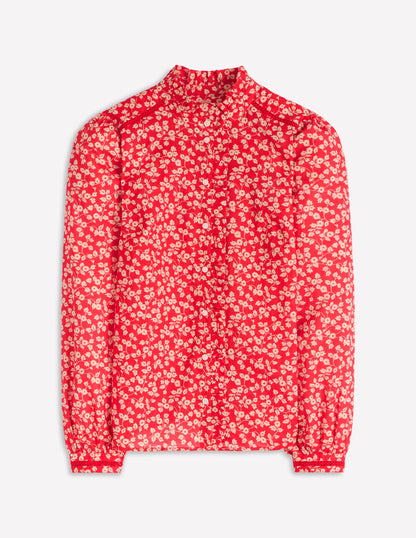 Helena Cotton Top-Cranberry Red, Delicate Vine-5