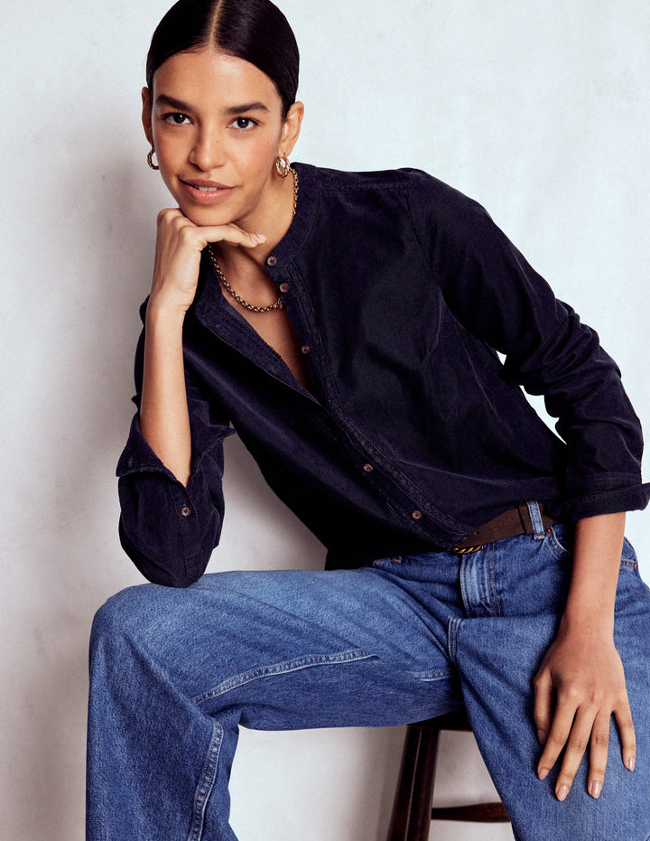 Victoria Cord Shirt-Navy