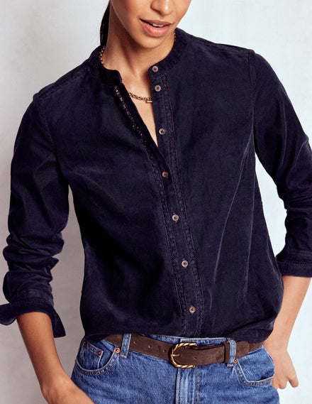 Victoria Cord Shirt-Navy