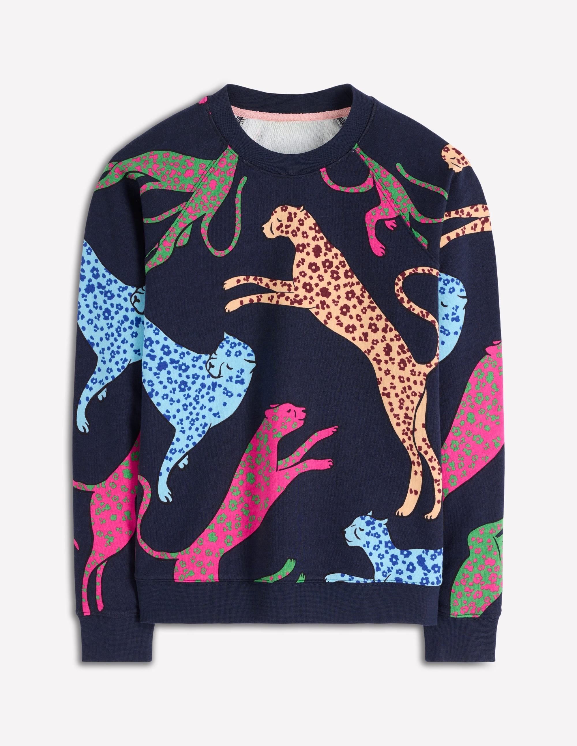 Rosa Printed Sweatshirt-Navy, Leaping Leopard - Image 5