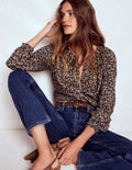 Isla Long Sleeve Jersey Shirt-Hazelnut Brown, Delicate Vine