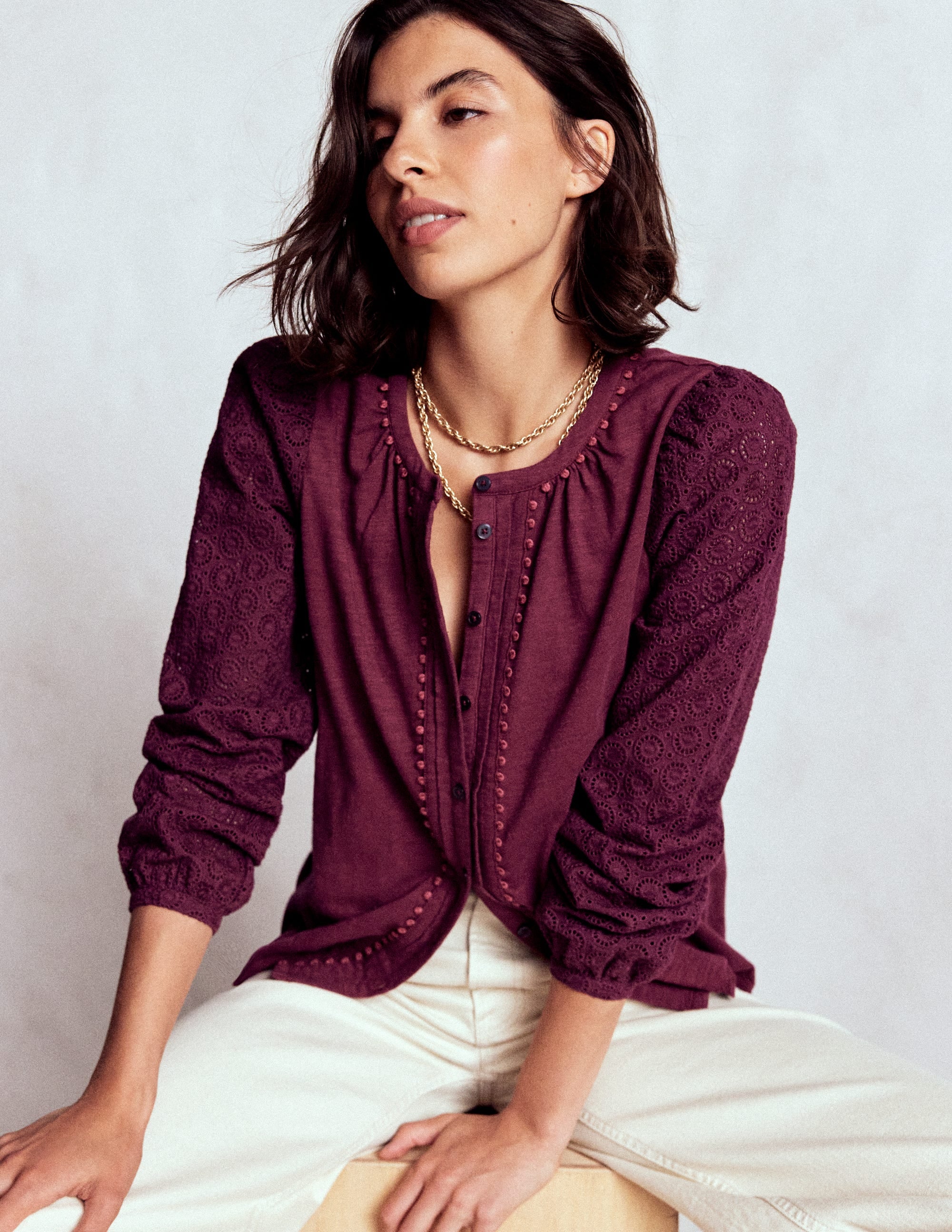 Eden Broderie Jersey Shirt-Deep Wisteria - Image 1