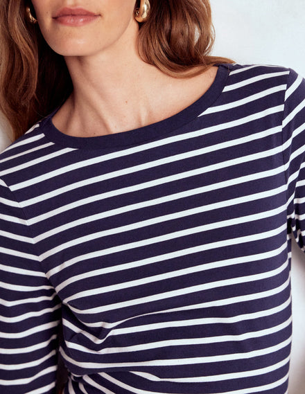 Olivia Long Sleeve Breton-Navy, Ivory