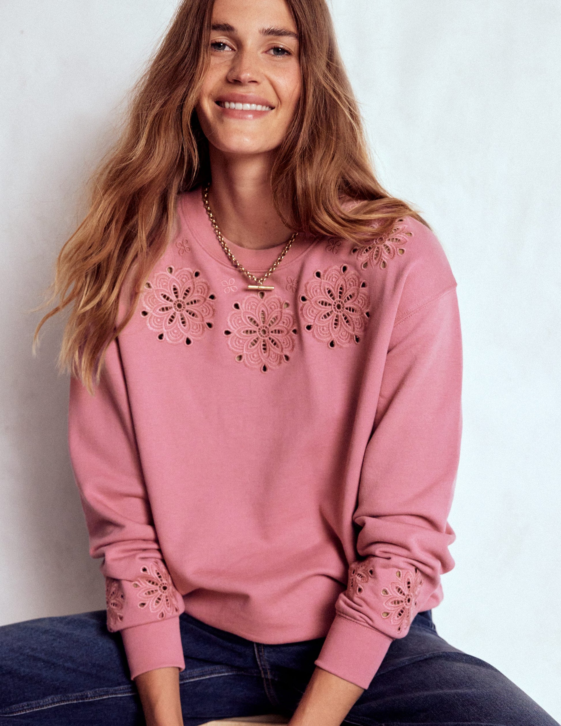 Emi Cutwork Sweatshirt-Pink Heather-1
