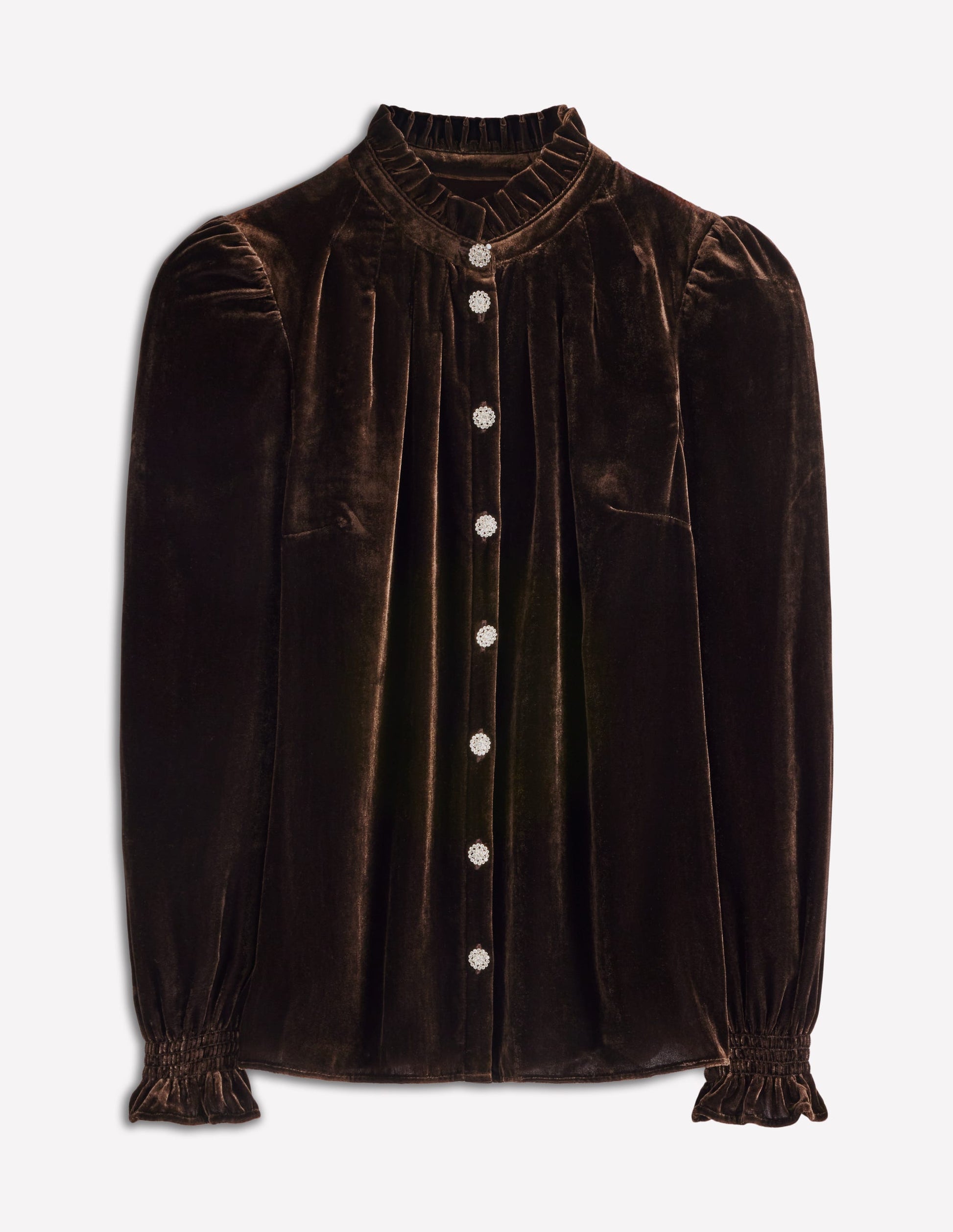 Lorna Pleat Neck Velvet Top-Espresso-8