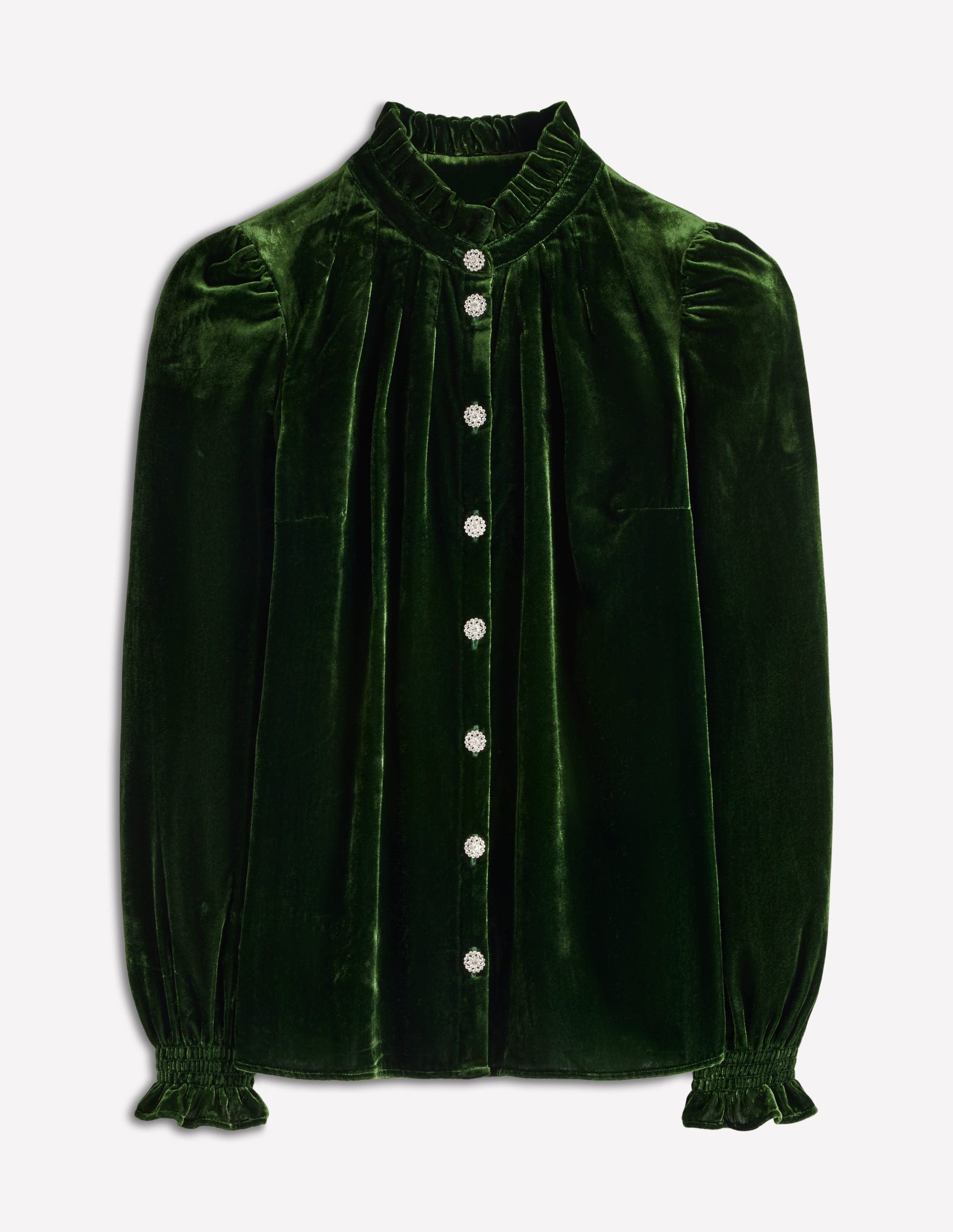 Lorna Pleat Neck Velvet Top-Green Fir-6