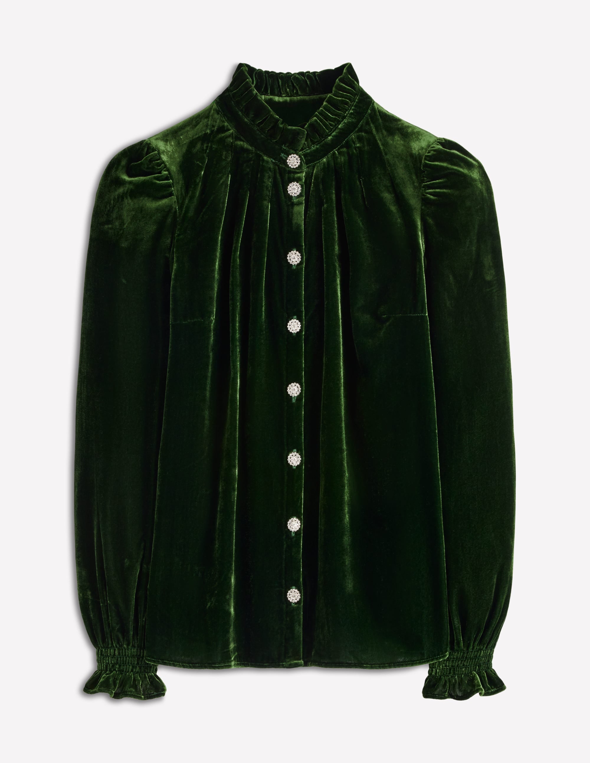 Lorna Pleat Neck Velvet Top-Green Fir - Image 7