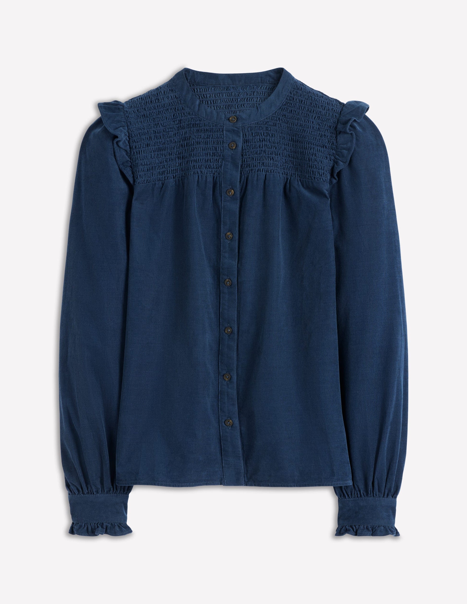 Smocked Yoke Cord Top-Midnight Ocean-5